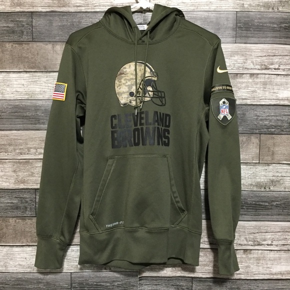 Nike On Field Cleveland Browns Salute To Service Hoodie Men’s S Green Pullover - Picture 3 of 8